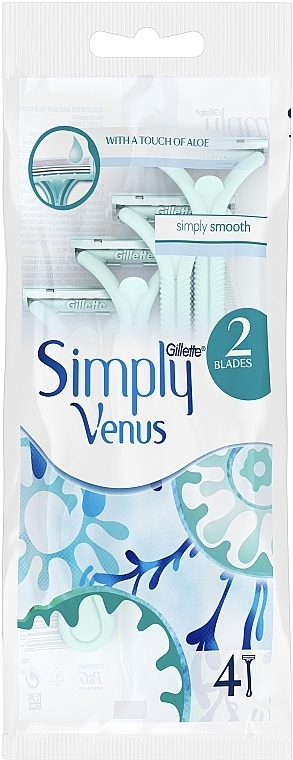 Набір одноразових станків для гоління, 4 шт. - Gillette Venus Simply 2 — фото N2
