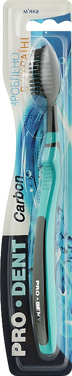 Зубна щітка "Carbon", м'яка, чорно-бірюзова - Pro Dent — фото N1