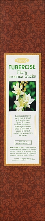 Ароматические палочки Тубероза - Synaa Flora Incense Sticks Tuberose — фото N1