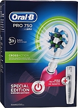 Духи, Парфюмерия, косметика Электрическая зубная щетка с дорожным футляром, розовая - Oral-B Pro 750 Cross Action White Pink (toothbrush/1pc + case/1pc)