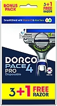 Парфумерія, косметика Бритва одноразова з 4 лезами, 4 шт. - Dorco Pace 4 PRO