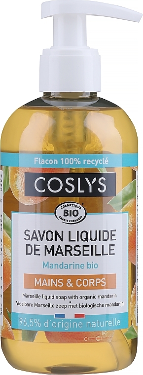 Рідке мило Savon De Marseille з органічним маслом оливи і ароматом мандарина - Coslys Marselle soap Mandarin fragrance — фото N1