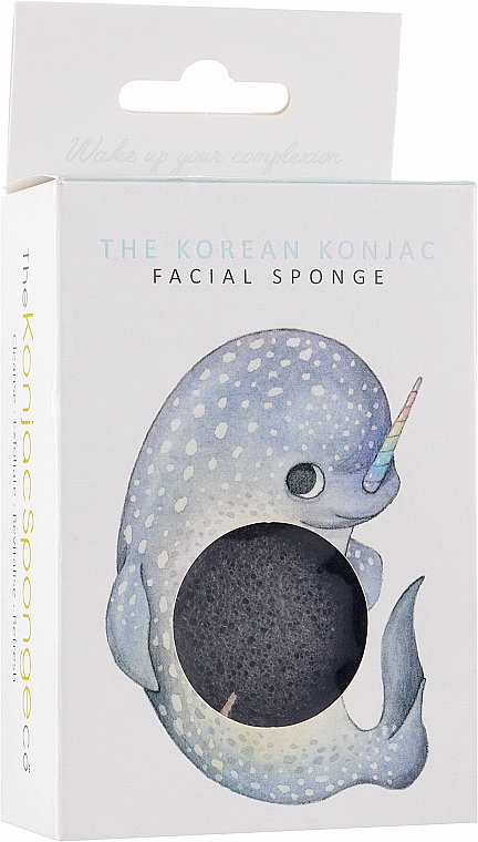 Спонж для обличчя з бамбуковим вугіллям у коробці з гачком "Міфічний нарвал" - The Konjac Sponge Co Facial Sponge — фото N2