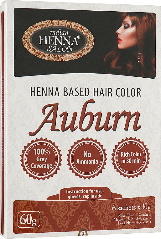 Фарба для волосся "Золотистий каштан" - Indian Henna Salon Based Hair Colour Auburn — фото N1