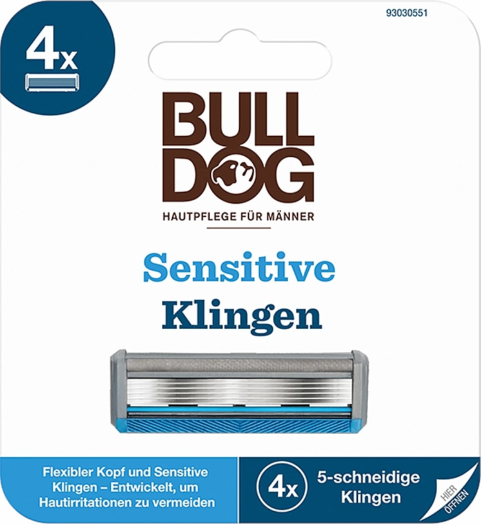 Змінні касети для гоління, 4 шт. - Bulldog Original Sensitive Steel Blades — фото N1