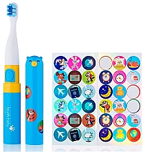 Электрическая зубная щетка с наклейками, голубая - Brush-Baby Go-Kidz Blue Electric Toothbrush — фото N2
