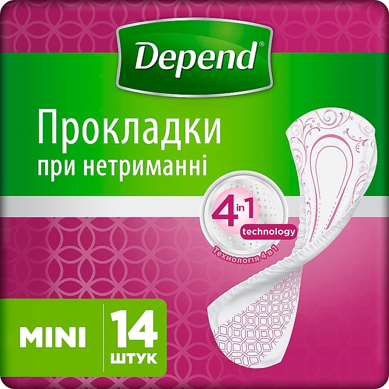 Прокладки жіночі урологічні "Mini", 14 шт. - Depend Pads — фото N1