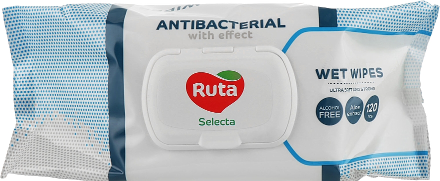 Вологі серветки з антибактеріальним ефектом з клапаном, 120 шт. - Ruta Selecta