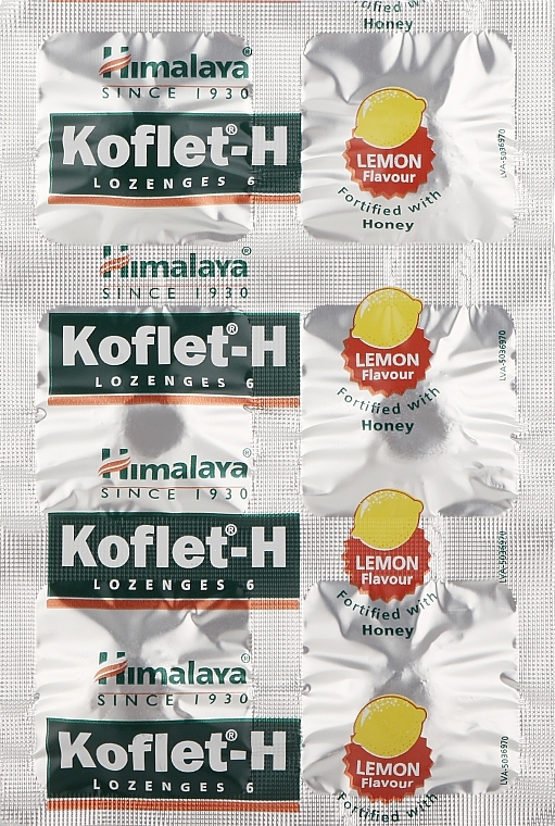 Льодяники від кашлю зі смаком лимона й меду - Himalaya Herbals Koflet-H Lemon — фото N2