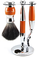 Духи, Парфюмерия, косметика Набор для бритья - Edwin Jagger Orange & Chrome 3 Piece Mach3 Set Black Synthetic