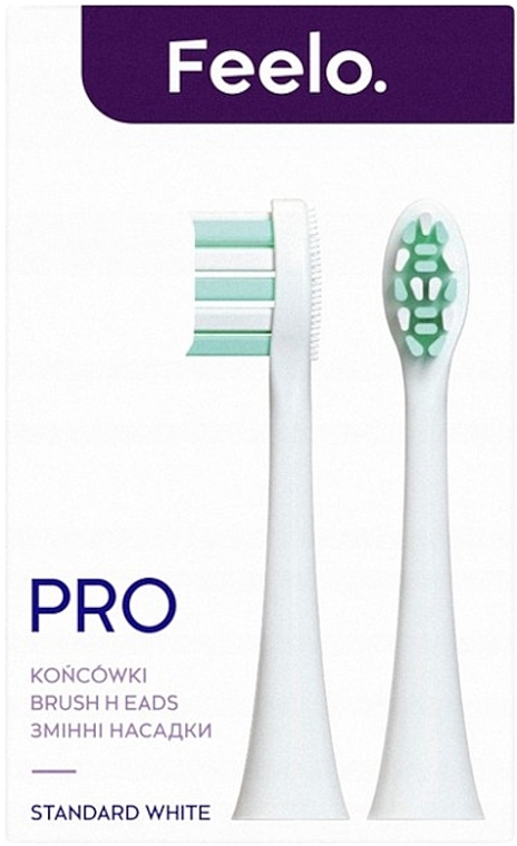 Змінна насадка для електричної зубної щітки, 2 шт. - Feelo Pro Brush Heads Standard White — фото N1