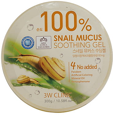 Гель c улиточным муцином 100% - 3W Clinic Snail Soothing Gel