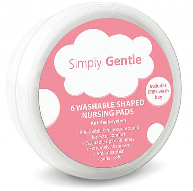 Багаторазові лактаційні прокладки, з мішечком для прання - Simply Gentle Washable Shaped Nursing Pads With Wash Bag — фото N1