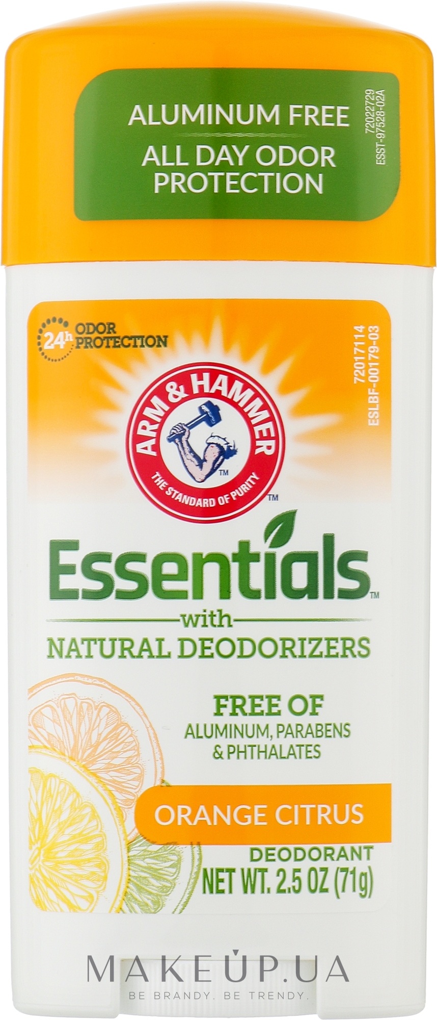 Прозорий дезодорант без металів - Arm&Hammer Essentials Deodorant Natural Deodorizers Orange Citrus — фото 71g