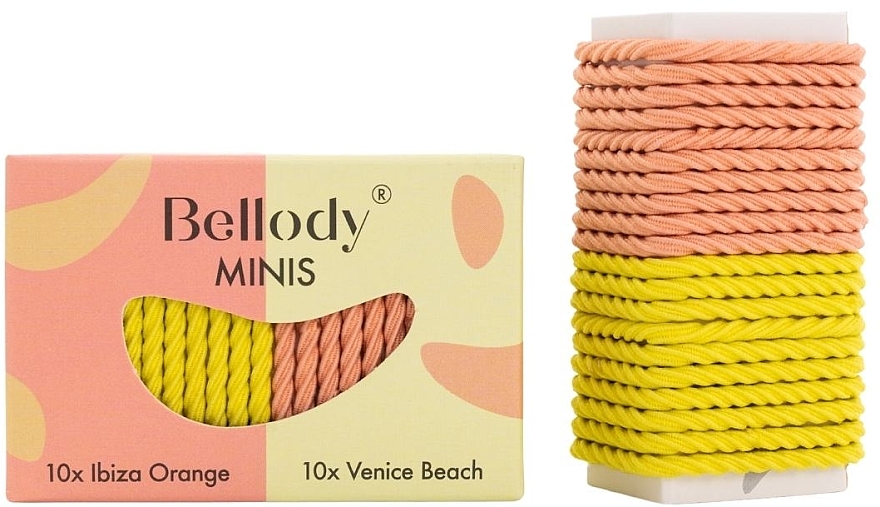 Резинки для волос, оранжевые и желтые, 20 шт. - Bellody Minis Hair Ties Orange & Yellow Mixed Package — фото N1