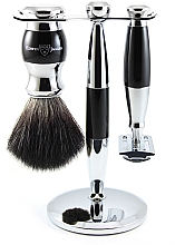 Духи, Парфюмерия, косметика Набор для бритья - Edwin Jagger Imitation Ebony & Chrome 3 Piece DE Set Black Synthetic