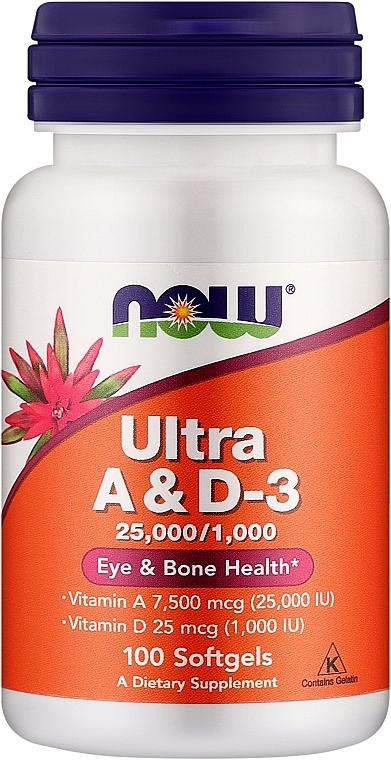 Дієтична добавка "Ultra A&D" - Now Foods Ultra A&D 25000/1000 — фото N1