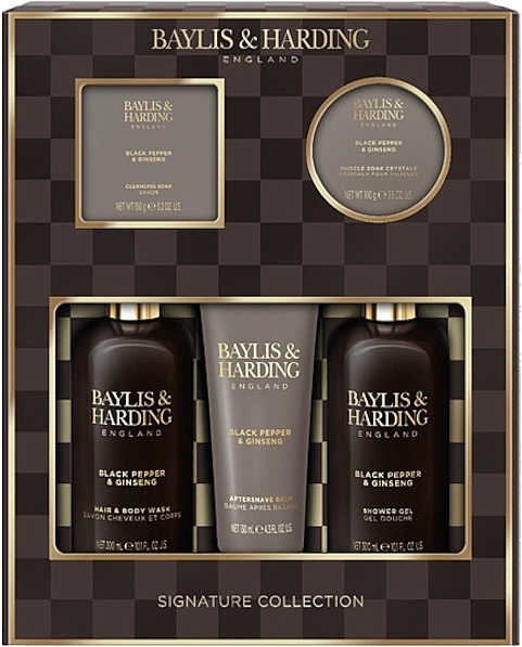 Набор, 5 продуктов - Baylis & Harding Black Pepper & Ginseng Men's Perfect Grooming Pack Gift Set — фото N1