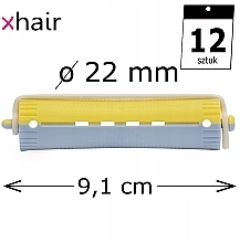 Бігуді-коклюшки для холодного завивання волосся, d22 мм, жовто-блакитні, 12 шт. - Xhair — фото N2