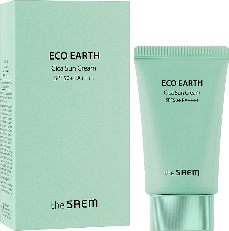 Солнцезащитный крем с центеллой и мятой - The Saem Eco Earth Cica Sun Cream — фото N2