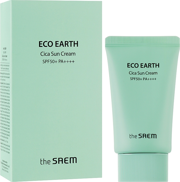 Сонцезахисний крем з центелою та м'ятою - The Saem Eco Earth Cica Sun Cream — фото N2