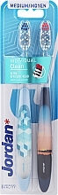 Парфумерія, косметика Зубні щітки, середні, блакитна з кубиками + чорна із заходом сонця - Jordan Individual Clean Medium