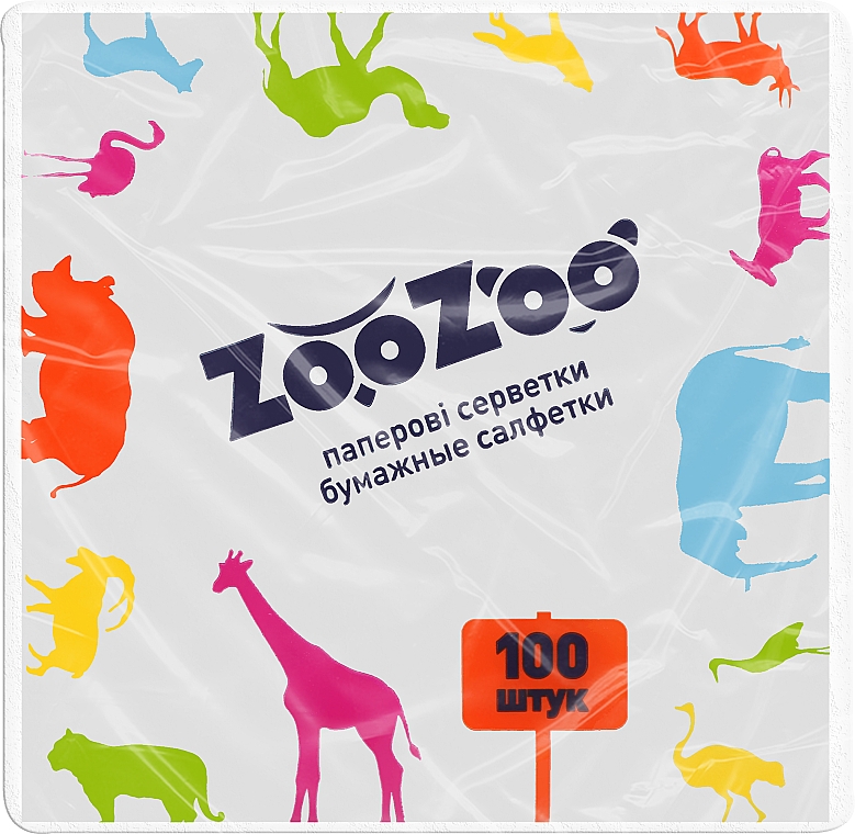 Сухі паперові серветки ZooZoo, 100 штук, білі - Сніжна панда — фото N2