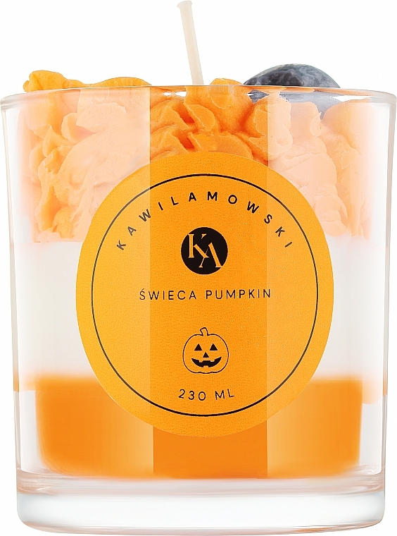 Декоративна свічка "Геловін", гарбуз із фіолетовим капелюхом - KaWilamowski Scented Candle — фото N2