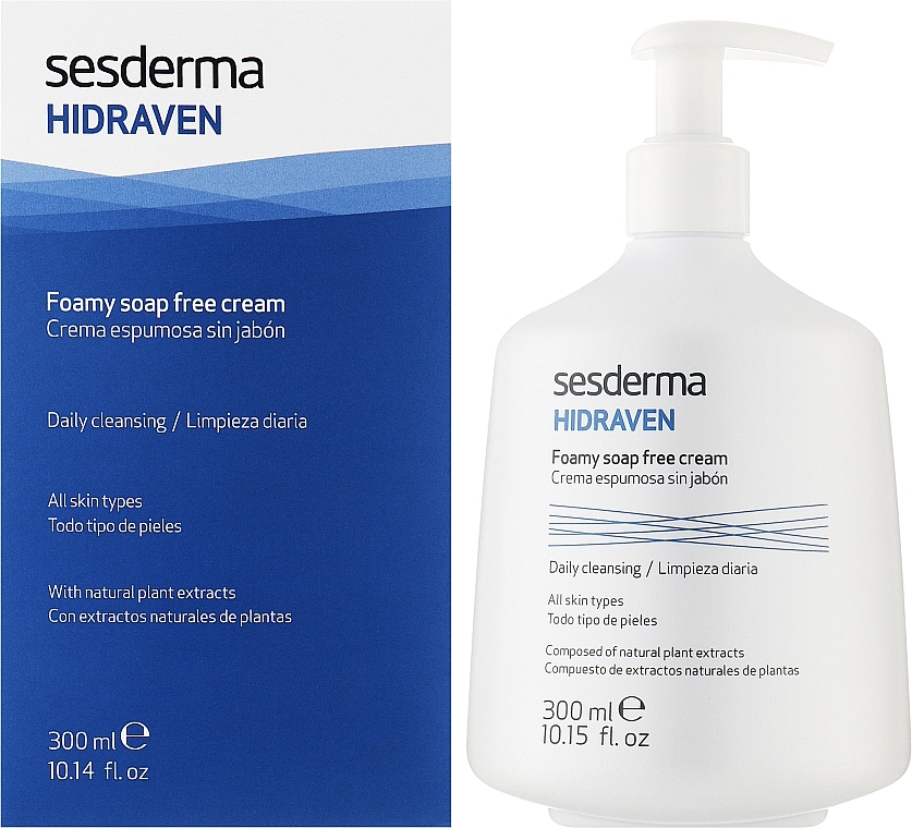 Пінистий гель для вмивання обличчя і тіла - SesDerma Laboratories Hidraven Foamy Soapless Cream — фото N2