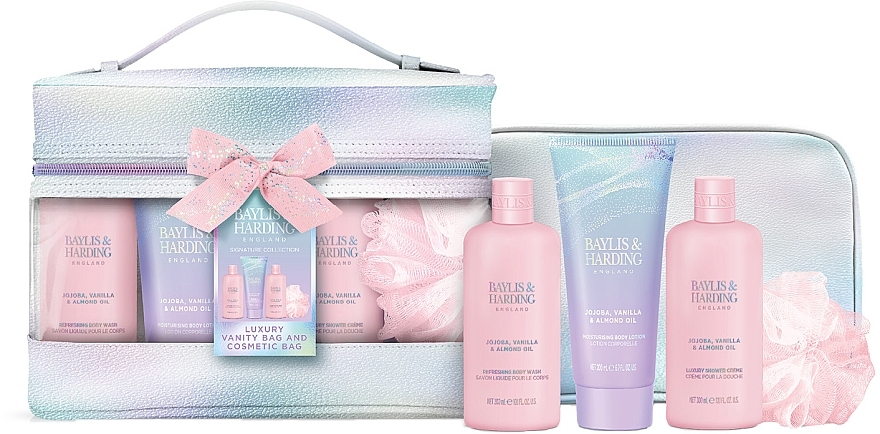 Набір, 5 продуктів - Baylis & Harding Jojoba, Vanilla & Almond Oil Luxury Vanity Bag Gift Set — фото N1