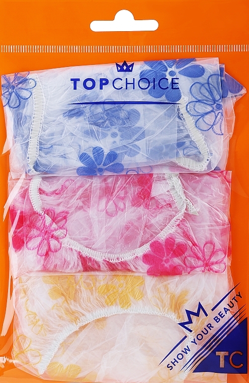Шапочка для душа, 30659, 3 шт, фиолетовая, желтая, розовая - Top Choice — фото N1