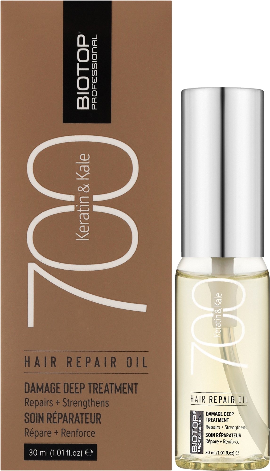 Восстанавливающее масло для волос - Biotop 700 Keratin Hair Repair Oil — фото 30ml