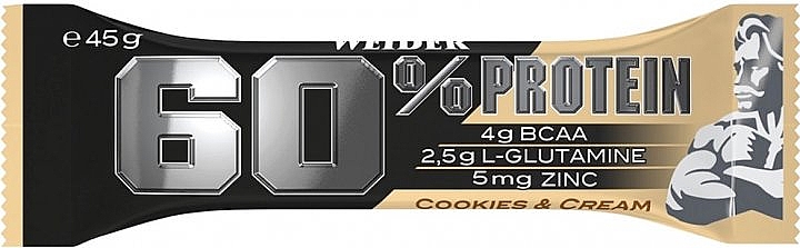 Протеиновый батончик "Печенье и крем" - Weider 60% Protein Bar Cookies & Cream  — фото N1