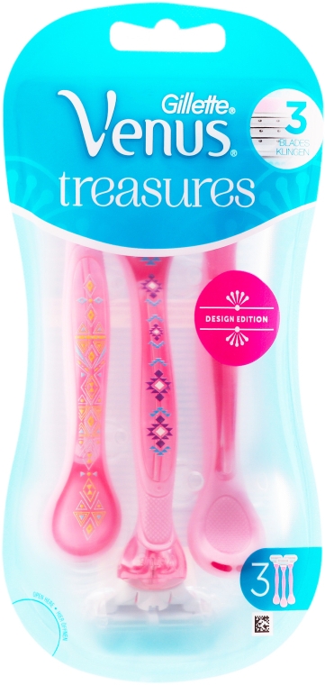 Одноразовые бритвенные станки, 3шт - Gillette Venus Treasures Design Edition Pink — фото N2