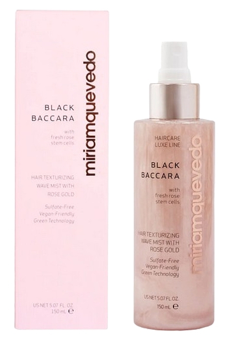 Спрей для волос на основе розового золота - Miriam Quevedo Black Baccara Hair Texturizing Wave Mist With Rose Gold — фото N1