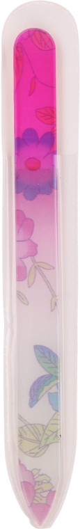 Скляна пилочка з квітковим принтом, малинова - Tools For Beauty Glass Nail File With Flower Printed — фото N1