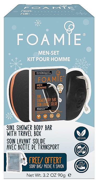 Набір - Foamie Starter Set Body Men (soap 90g + bag + box) — фото N1