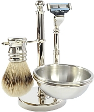 Парфумерія, косметика Набір для гоління, 4 продукти - Golddachs Silvertip Badger, Mach3, Soap Bowl Chrom