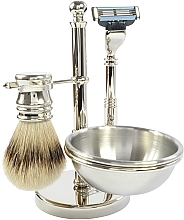 Духи, Парфюмерия, косметика Набор для бритья, 4 продукта - Golddachs Silvertip Badger, Mach3, Soap Bowl Chrom