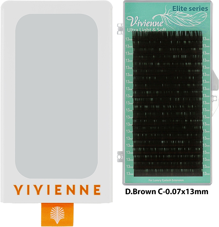 Вії "Elite", темно-коричневі, 20 ліній (органайзер) (один розмір, 0,07, C, 13) - Vivienne — фото N1