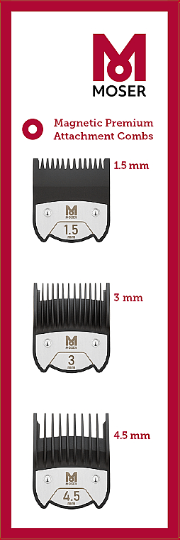 Комплект насадок для машинки Magnetic Premium, (1,5, 3, 4,5 мм), 1801-7010 - Moser — фото N1