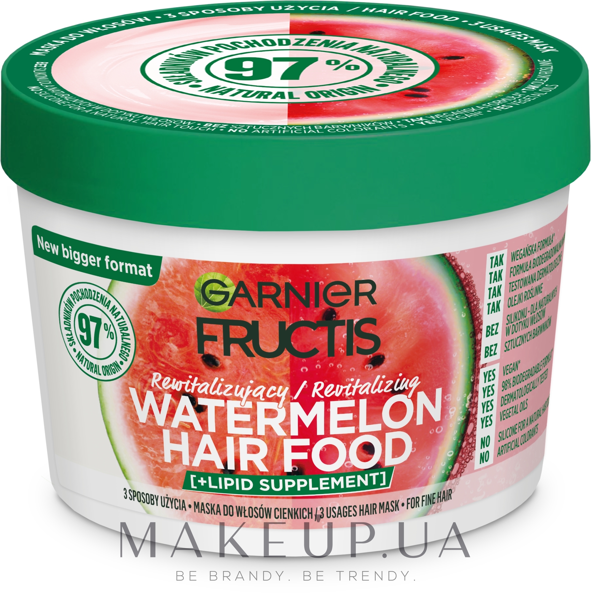Маска для волосся - Garnier Fructis Hair Food Plumping Watermelon Mask — фото 400ml
