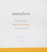 Парфумерія, косметика Сонцезахисний крем - Innisfree Intensive Anti Pollution Sunscreen SPF50+ PA++++ (пробник)