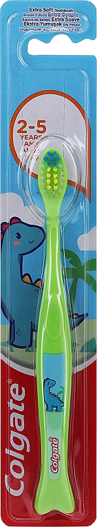 Дитяча зубна щітка м'яка, від 2 років, зелена з драконом - Colgate Kids 2Y+ Toothbrush Extra Soft — фото N1
