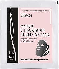 Тканевая маска для жирной кожи с углем - La Grace Masque Charbon Puri-Detox — фото N1