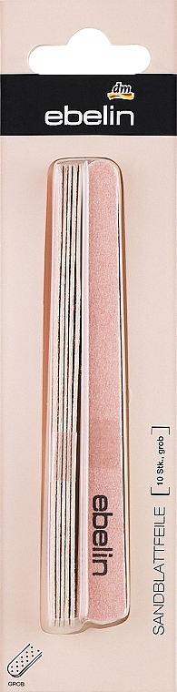 Одноразові пилочки для манікюру, пудрові, 10 шт. - Ebelin — фото N1