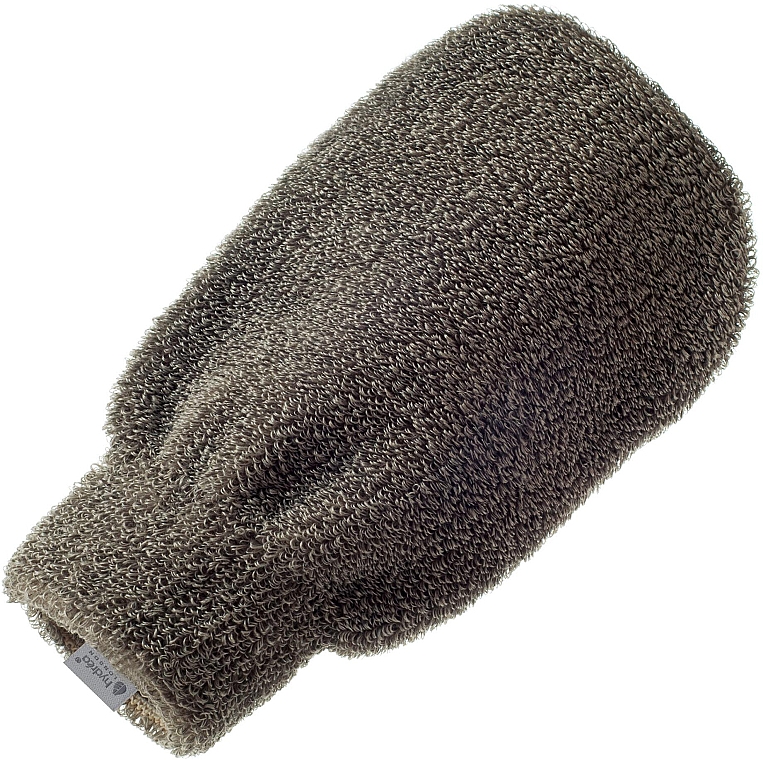 Спа-рукавица из льна MT04, 23 см, серая - Hydrea London Natural Linen Spa Mitt — фото N1