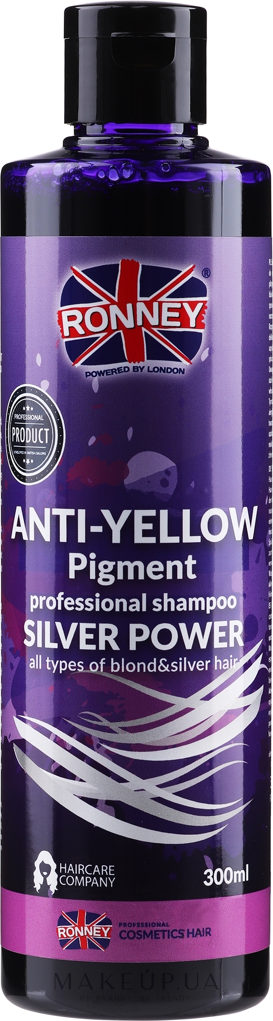 Шампунь для волос - Ronney Professional Anti-Yellow Pigment Silver Power Shampoo — фото 300ml