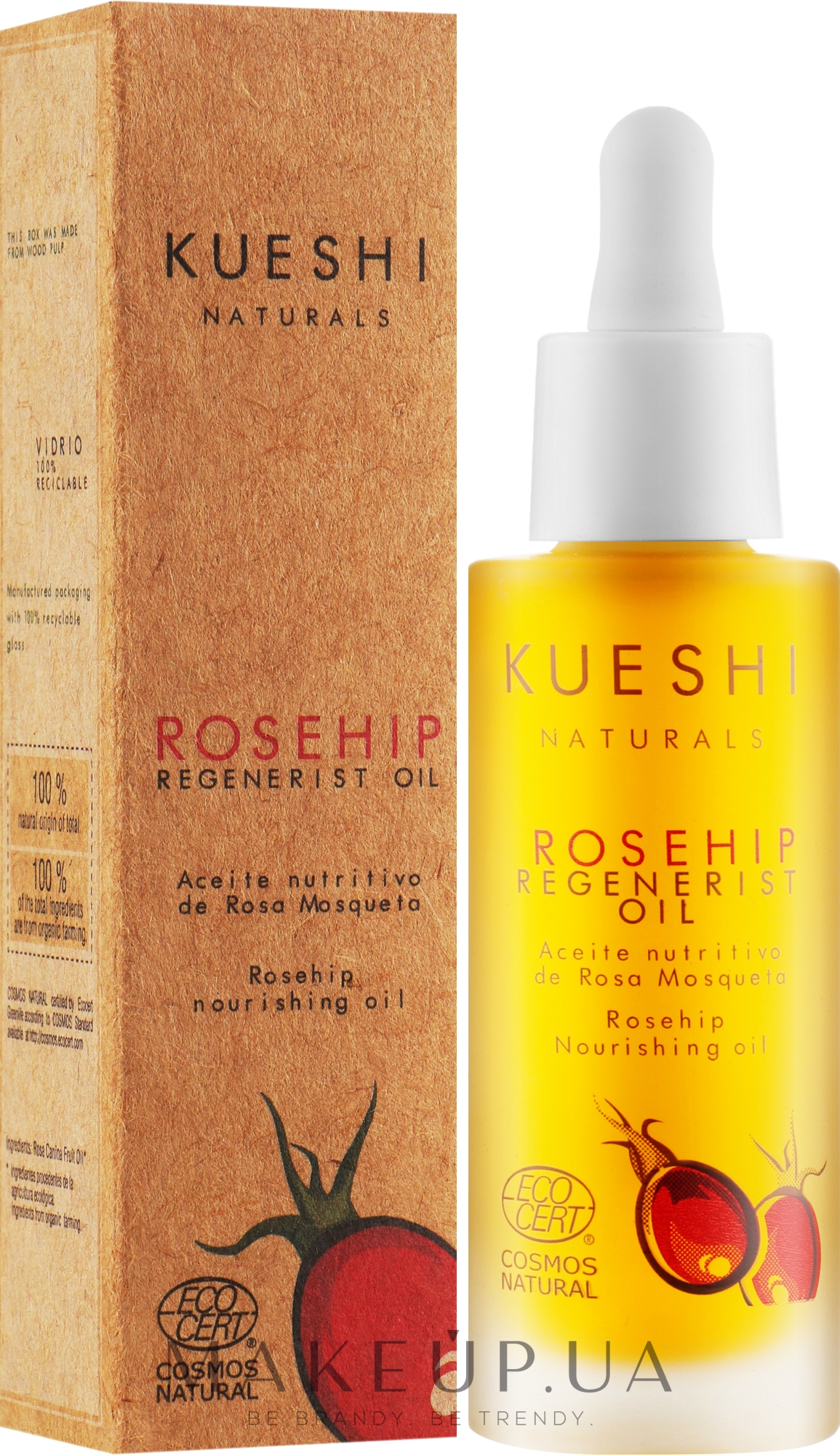 Натуральное масло шиповника для лица - Kueshi Naturals Rosehip Regenerist Oil — фото 30ml