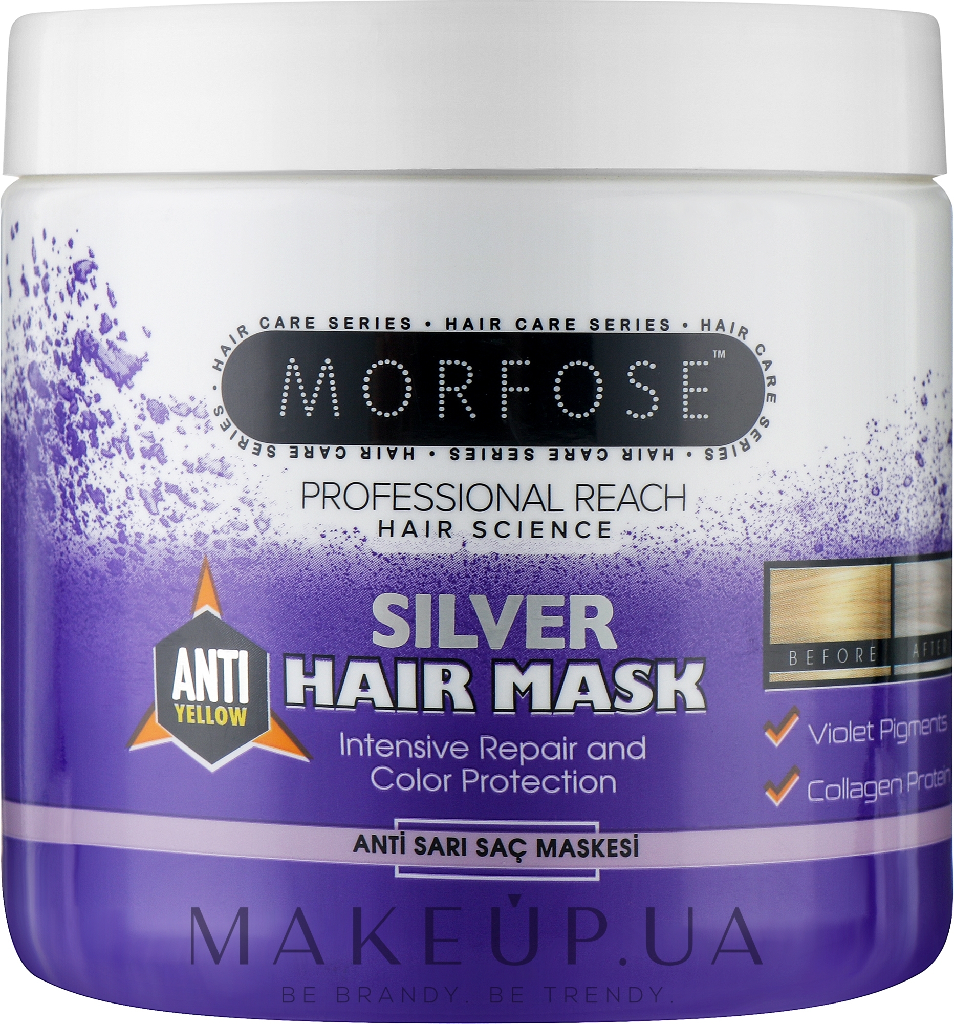 Маска антижелтая для волос - Morfose Silver Hair Mask — фото 500ml